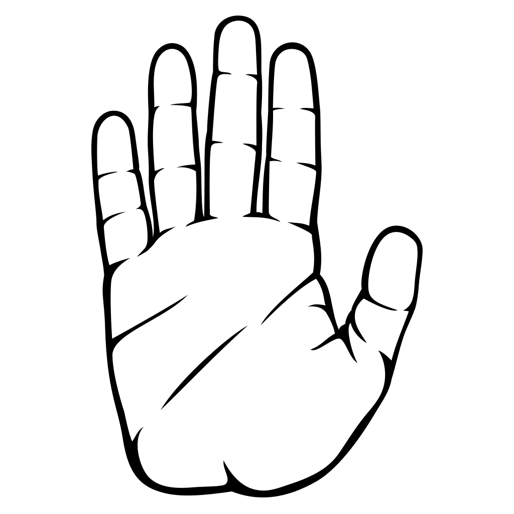 Bold black and white stop hand silhouette for cutting projects