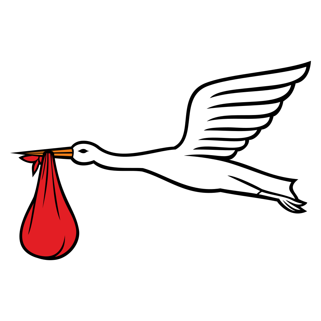 Creative stork delivering a baby in a unique vector design