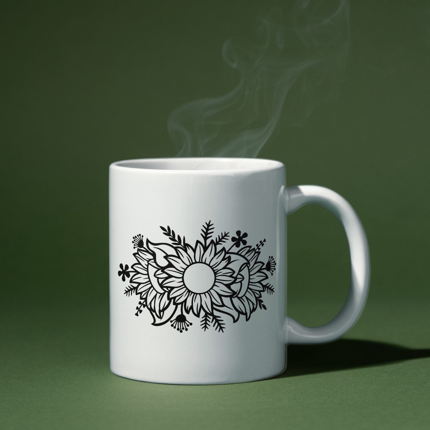 Sunflower design for cutting machines in bold black style