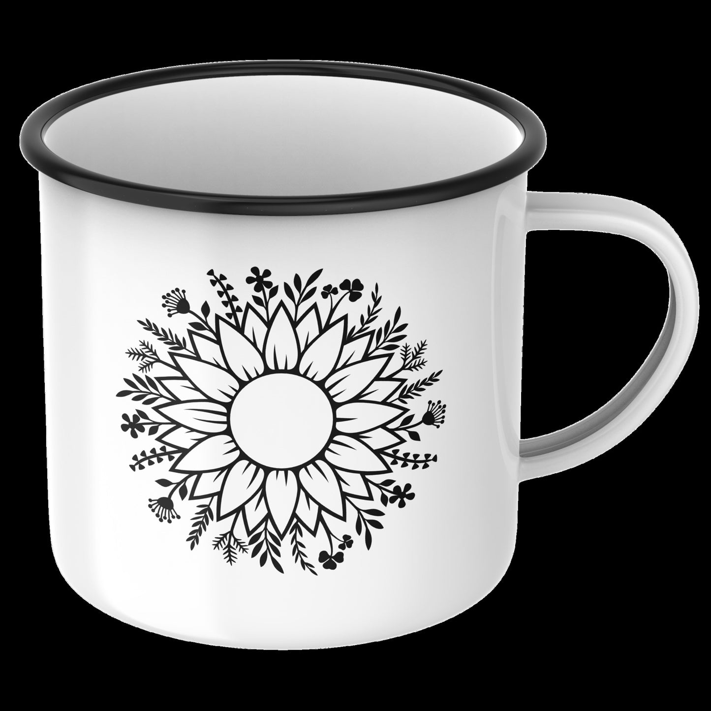 Black and white sunflower design for cutting machines