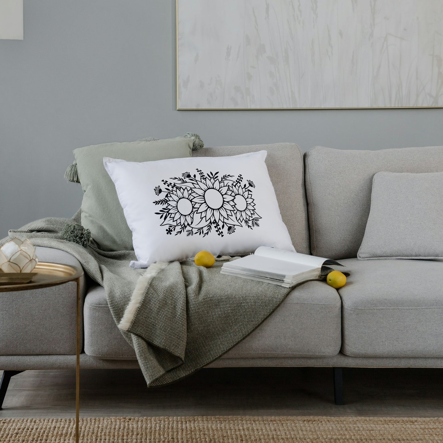 Elegant black and white sunflowers design for cutting machines