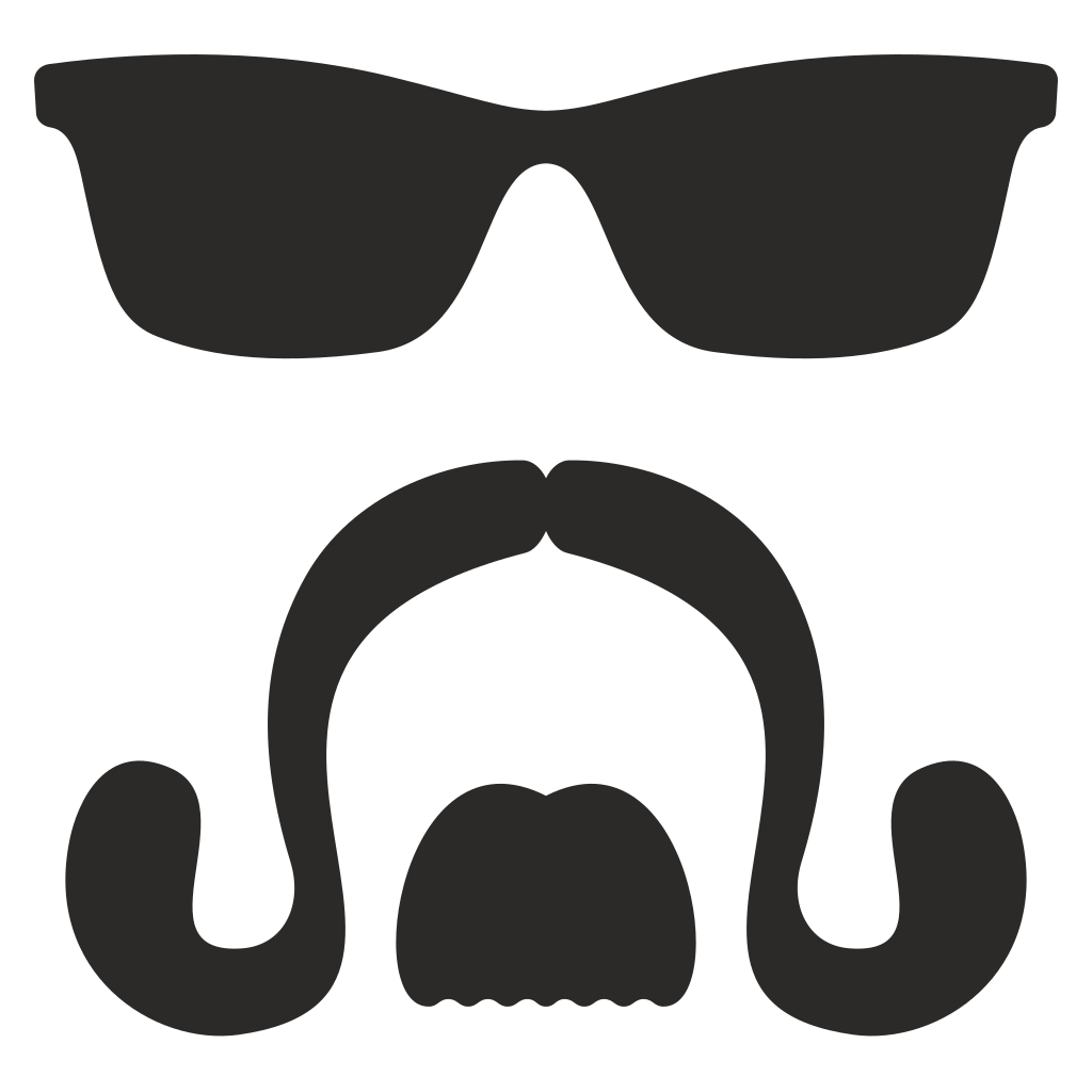 Rock and roll mustache with stylish sunglasses for cutting
