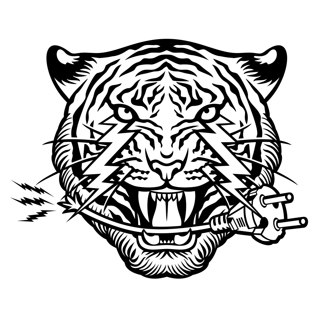 Fierce black and white tiger design for cutting machines