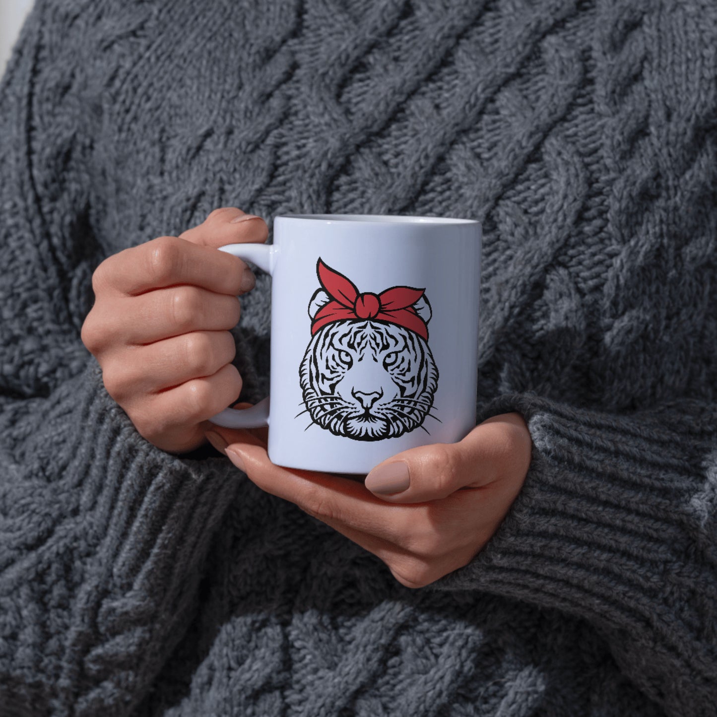 Fierce and Bold Tiger with Red Bandana for Cutting Machines