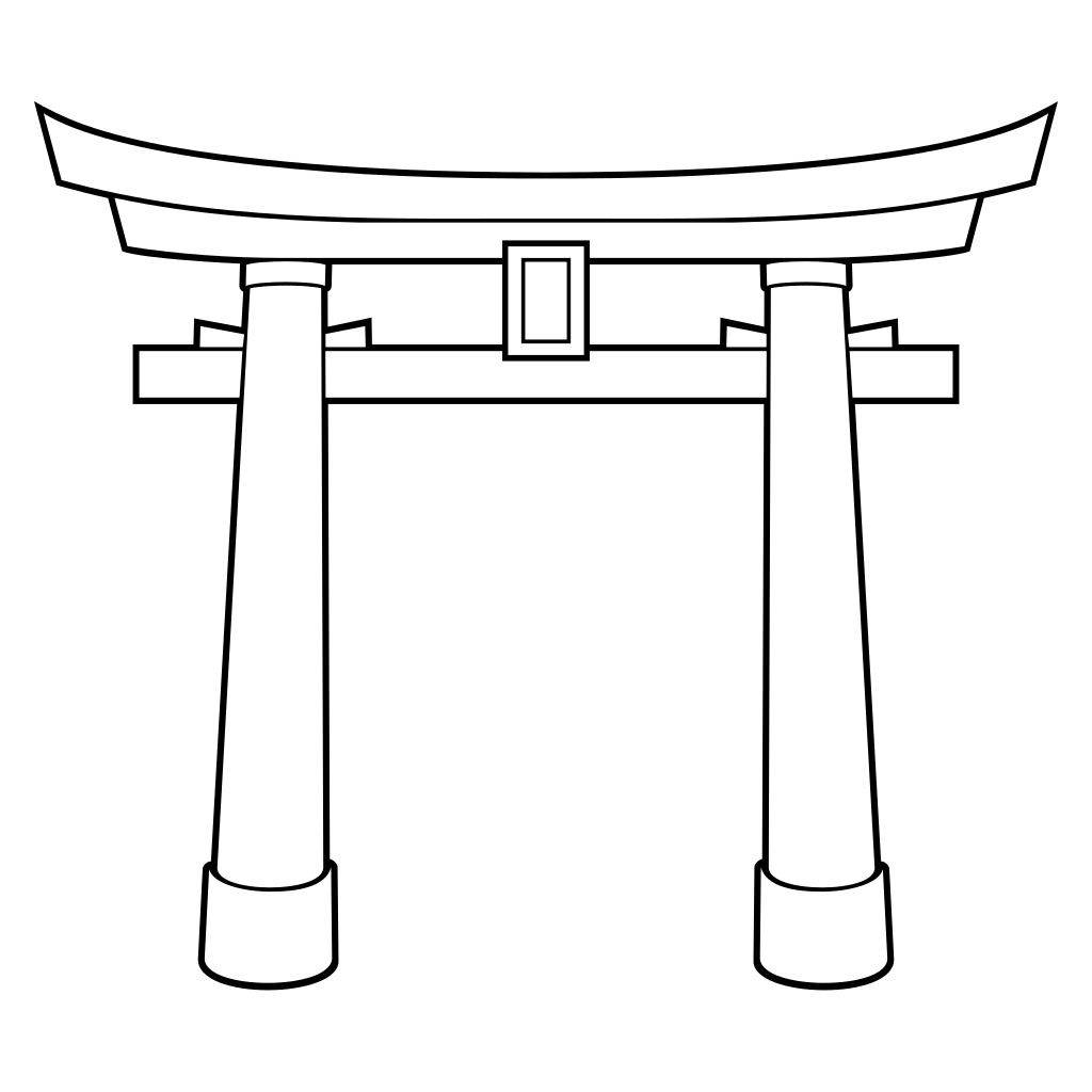 Elegant black and white torii gate design for cutting machines