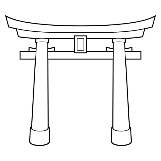 Elegant black and white torii gate design for cutting machines