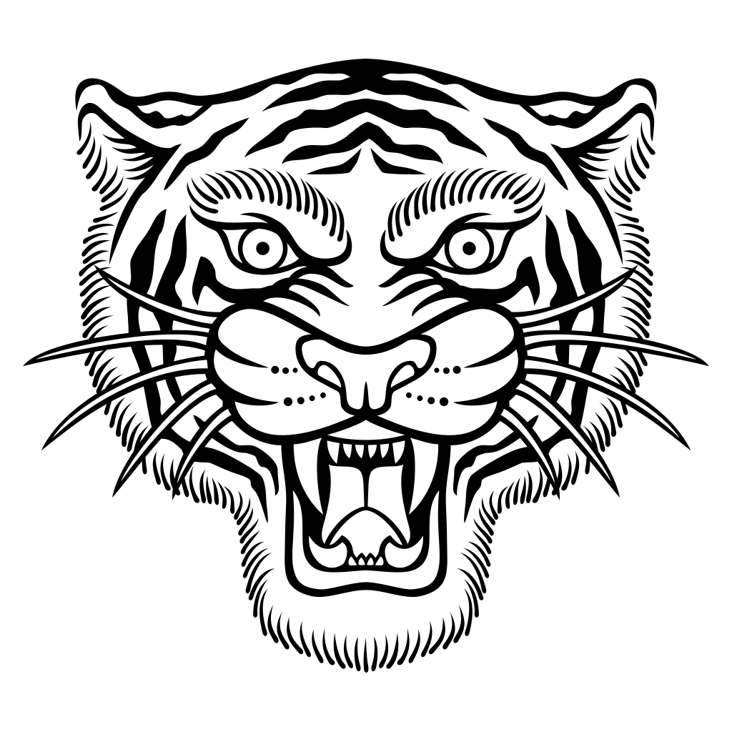 Traditional black and white tiger design for cutting machines