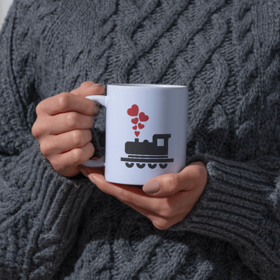 Unique train design with heart-shaped steam for crafts