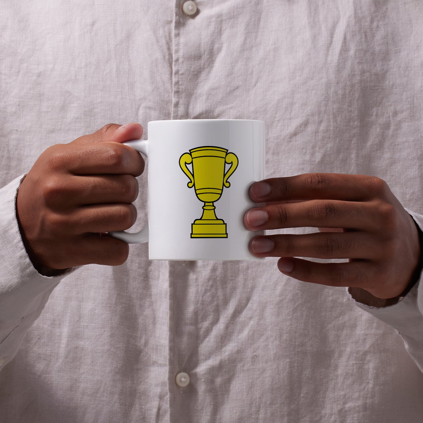 Celebrate victory with a vibrant yellow trophy design for crafts