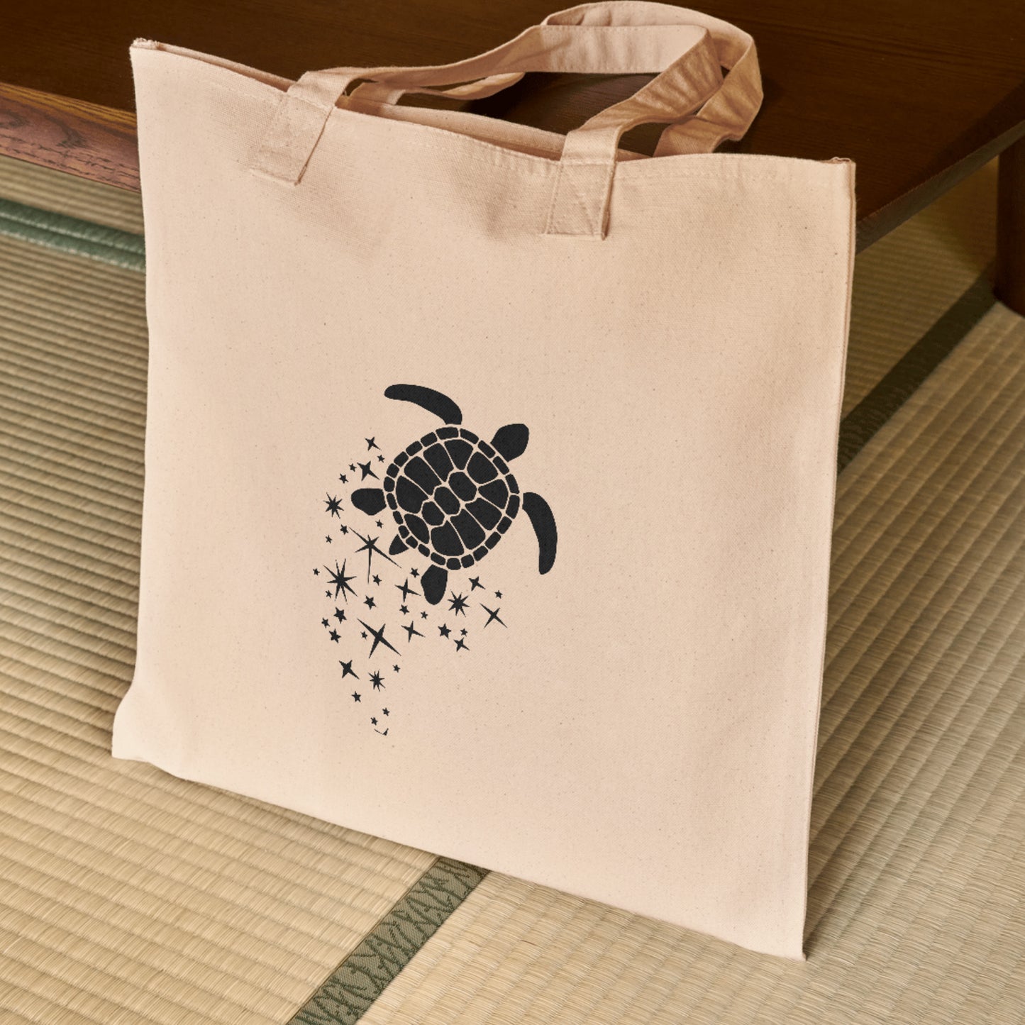 Turtle swimming among stars and sparkles for crafts