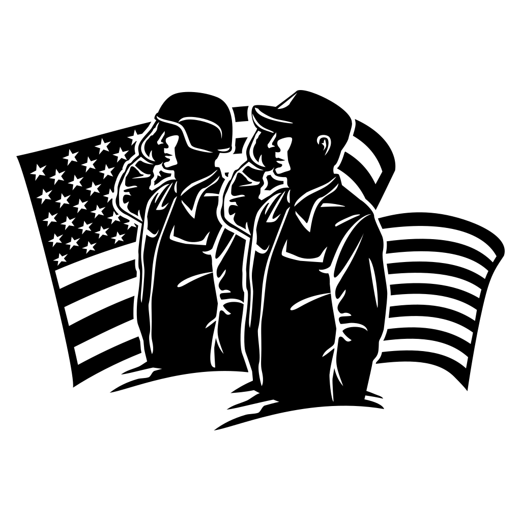 Saluting soldiers honoring patriotism and bravery in America