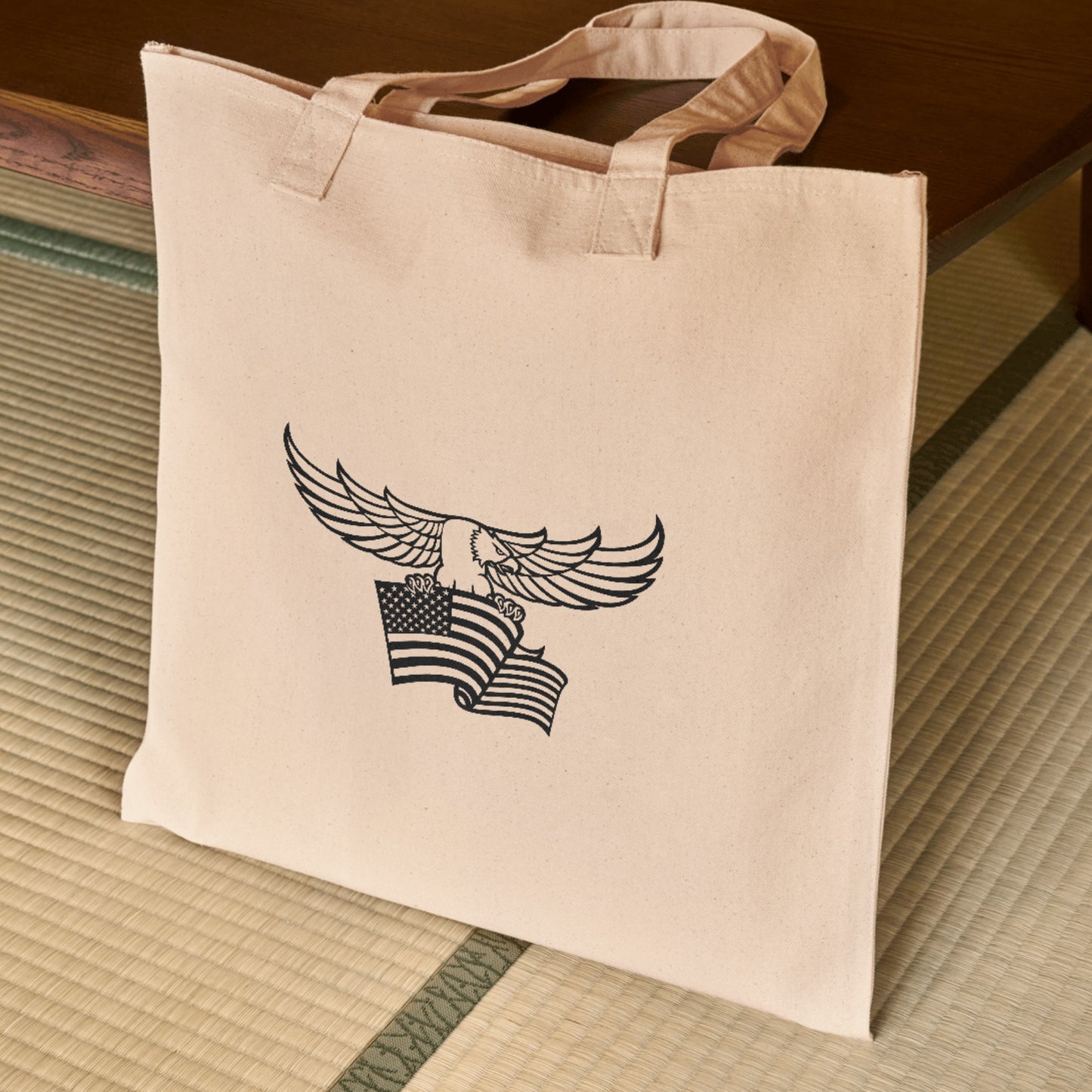 Eagle proudly holds USA flag design for cutting machine