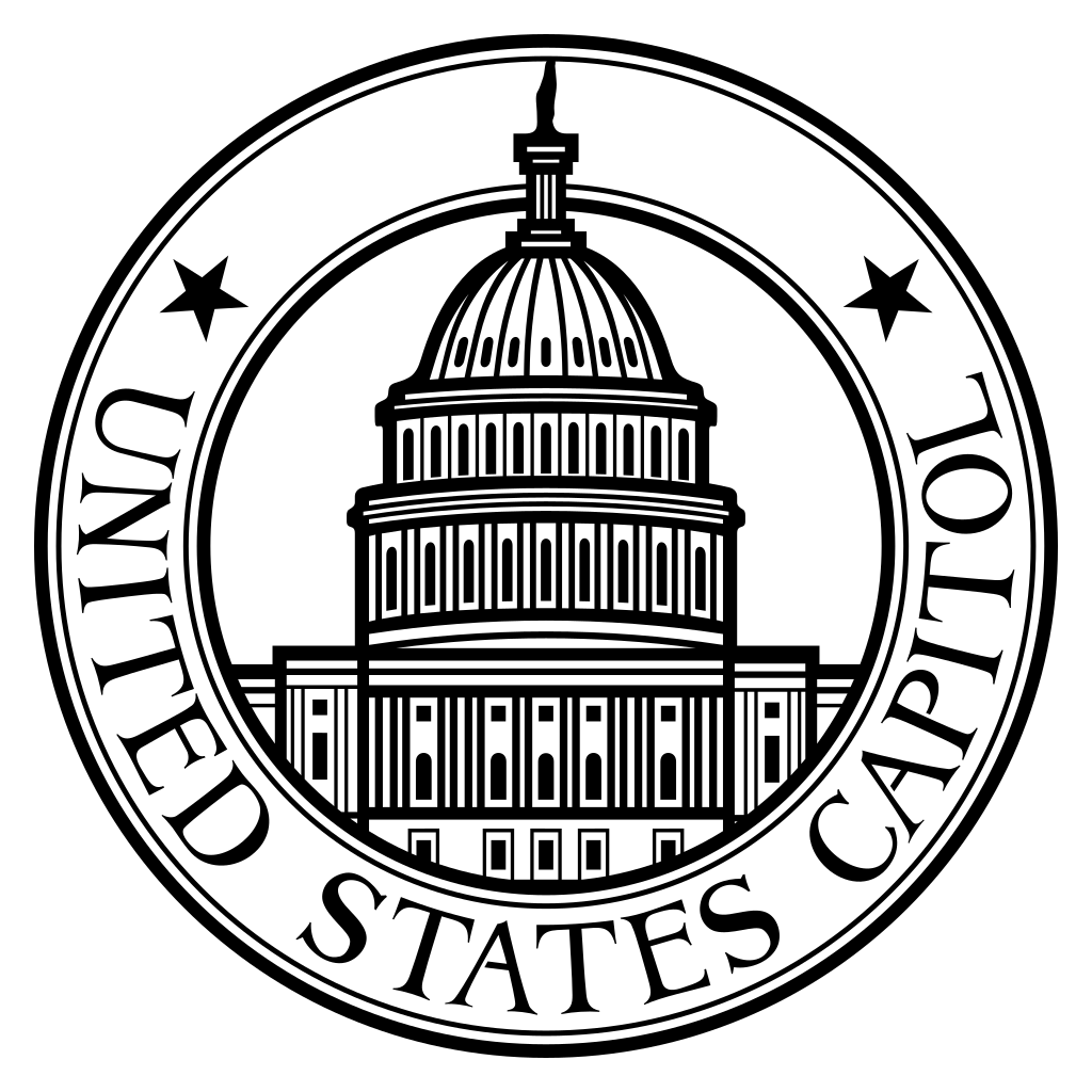 Black and white vector design of the U.S. Capitol