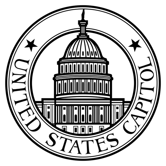 Black and white vector design of the U.S. Capitol