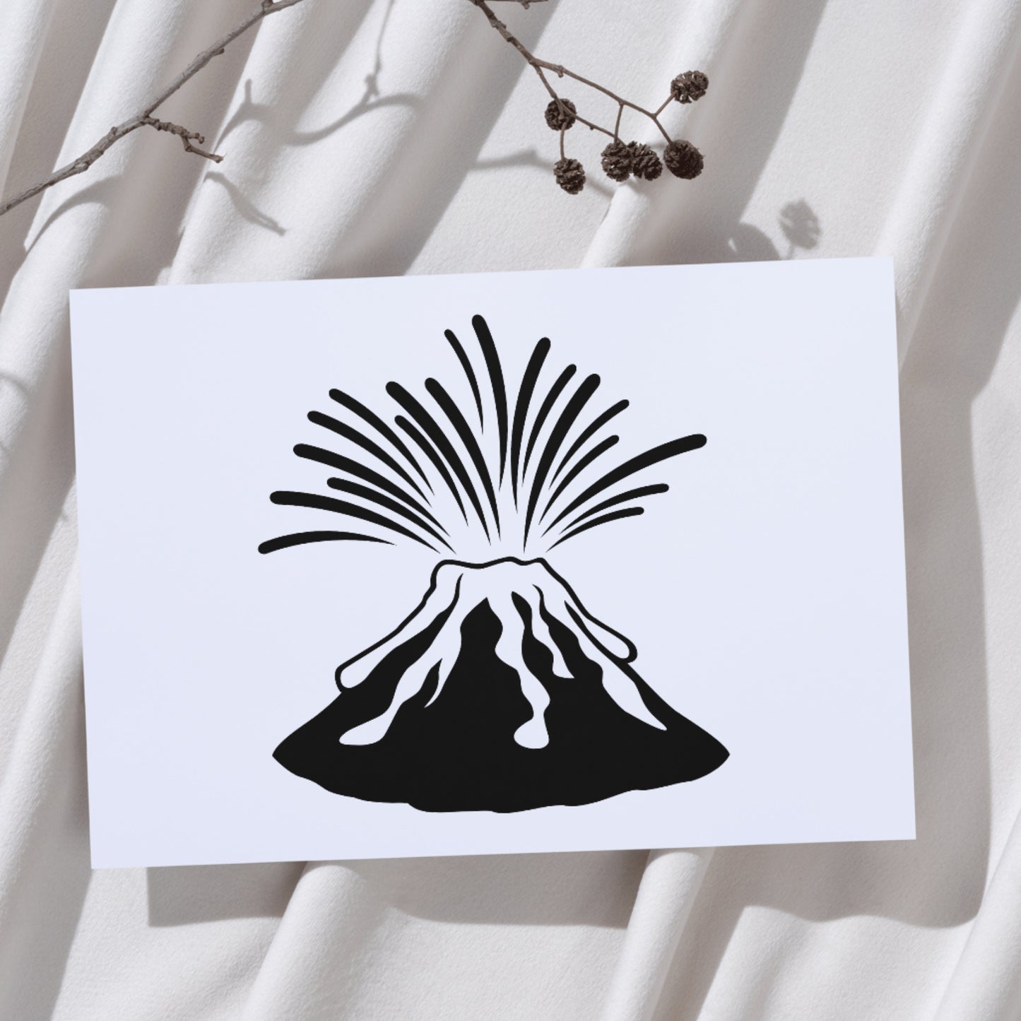 Erupting volcano top silhouette design for creative projects