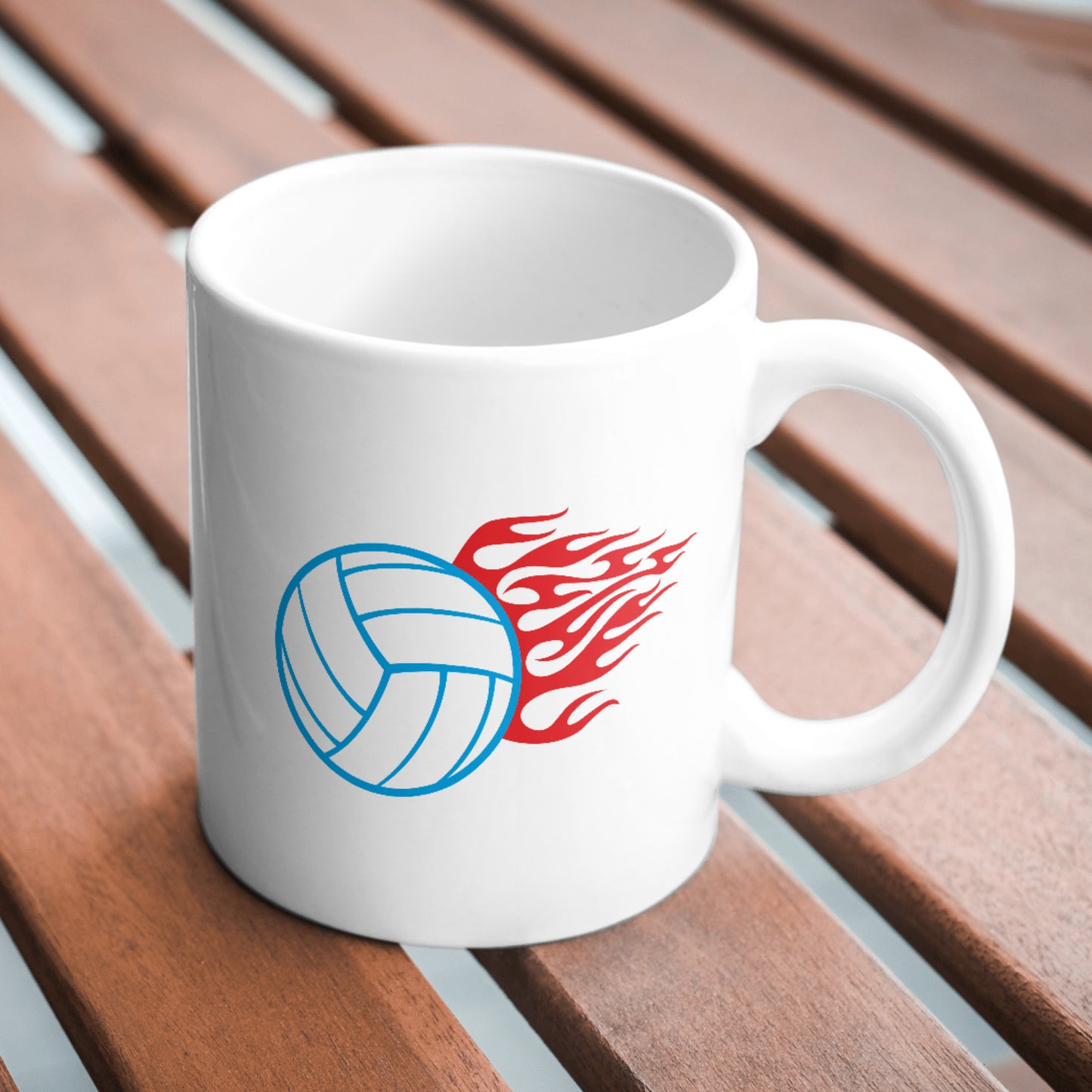 Dynamic volleyball design with fiery accents for crafts