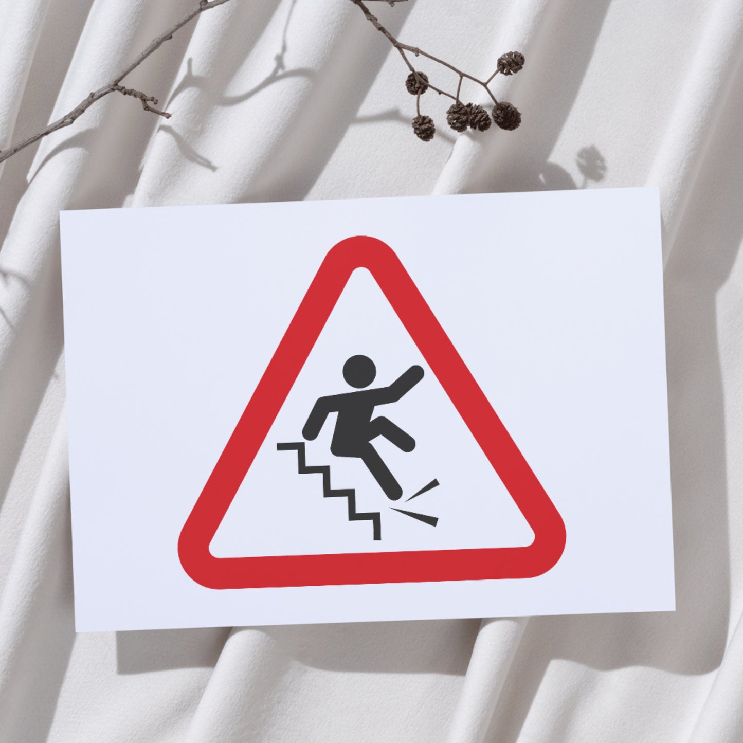 Warning sign for falling off stairs in vector design