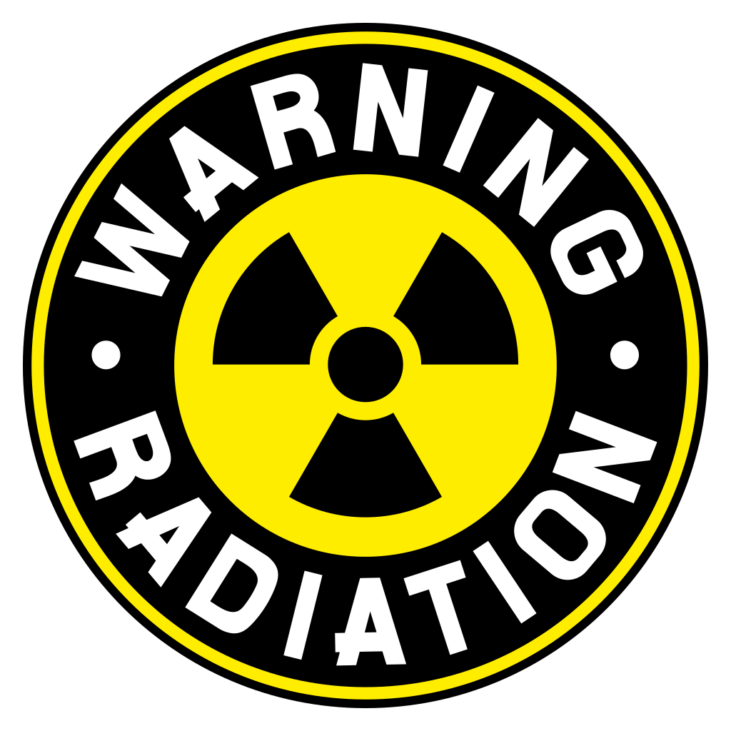 Radiation warning sign design for cutting machines