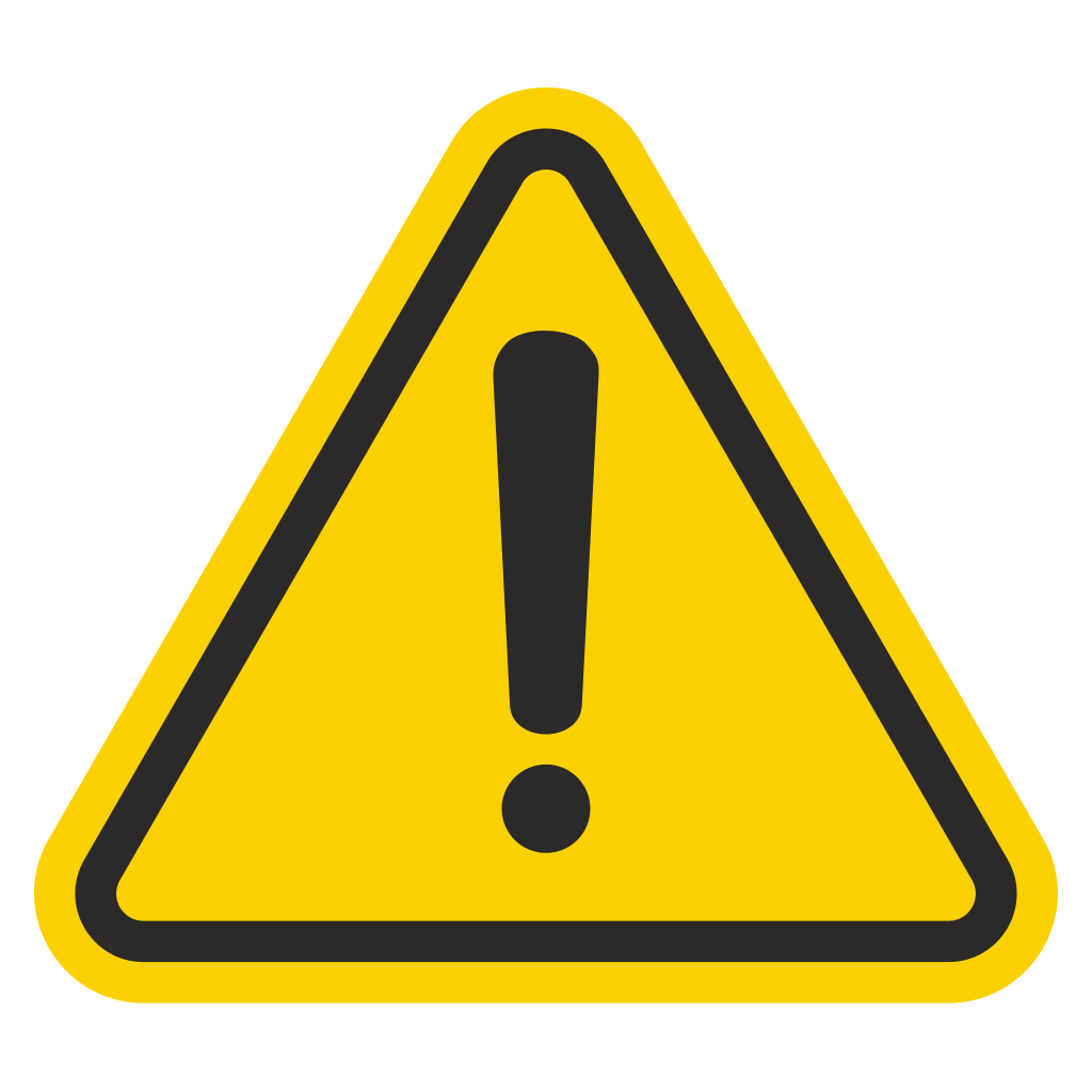 Caution sign with exclamation point alerting users