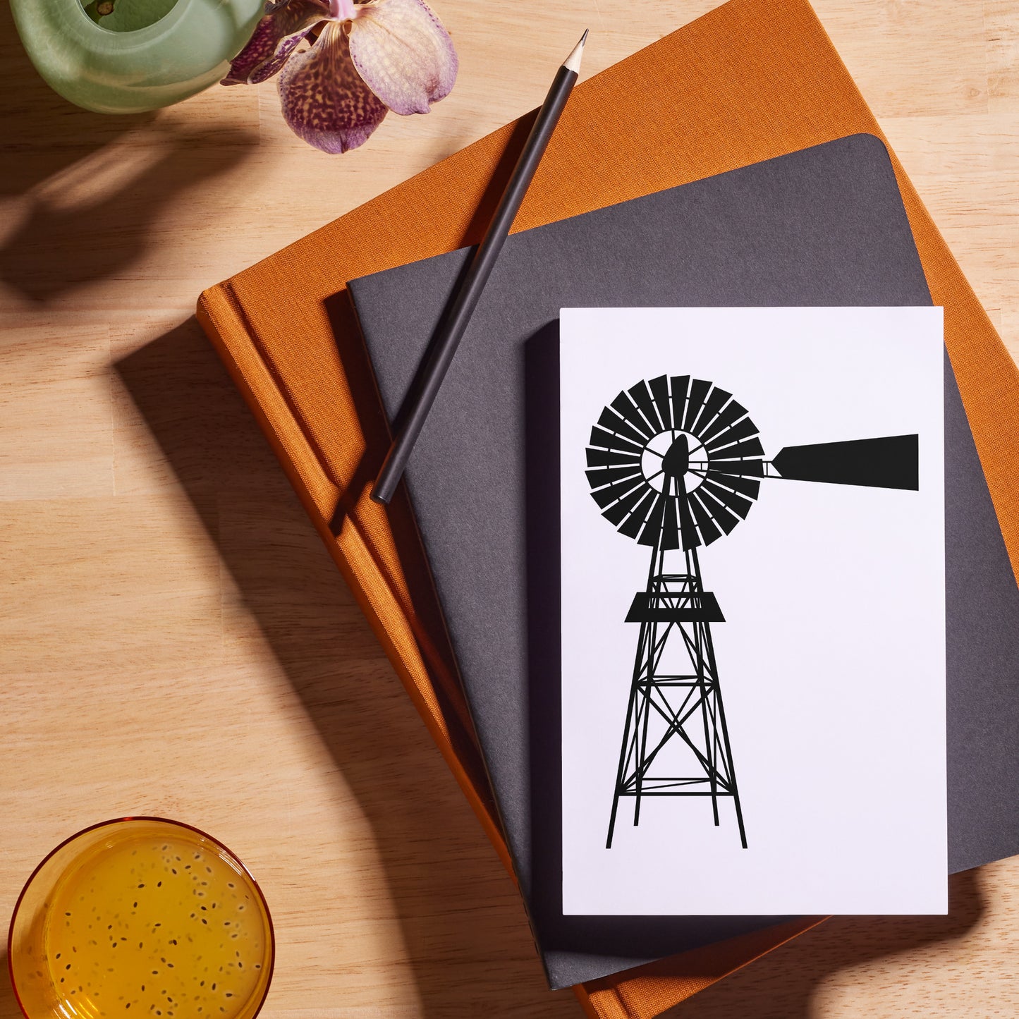 Windmill for water pumping in countryside landscape design