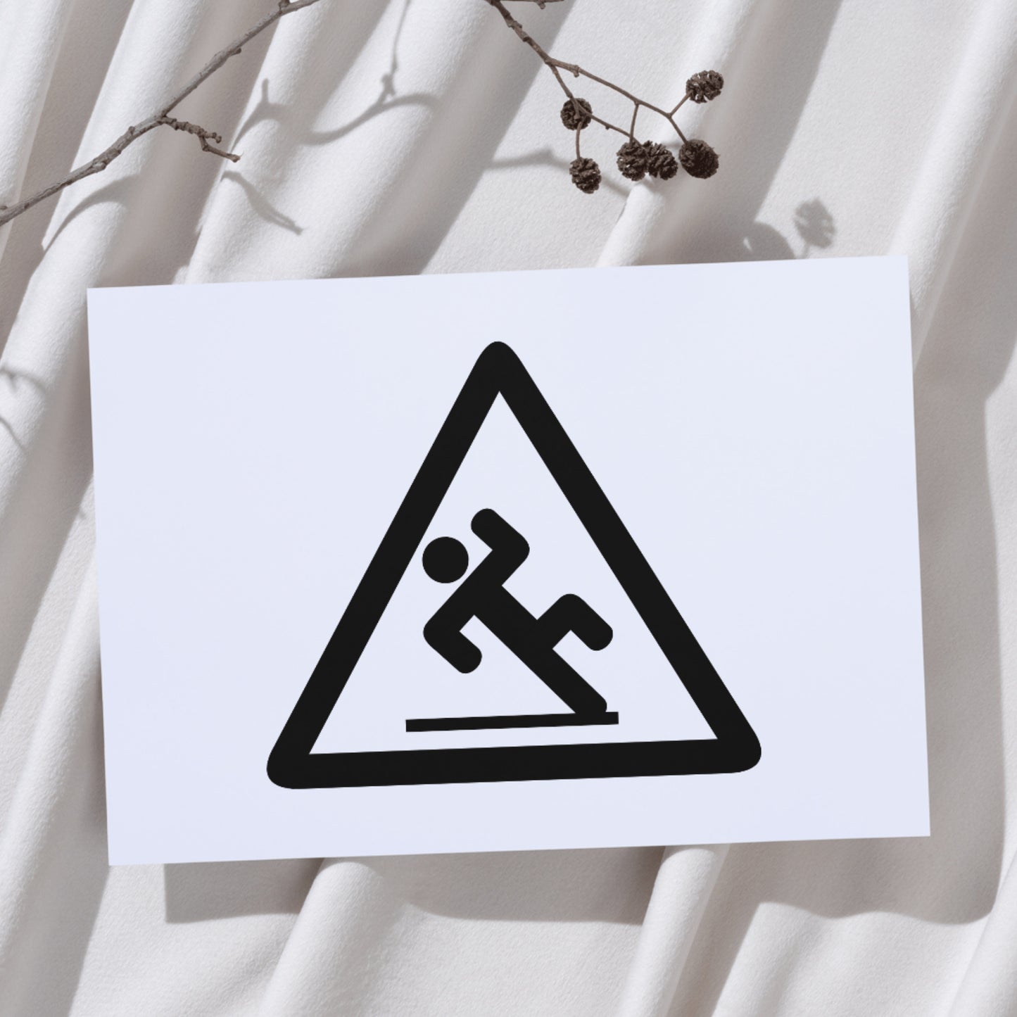 Warning sign for slippery floor designed for modern spaces