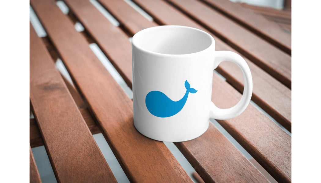 Design of a playful blue whale silhouette for crafting