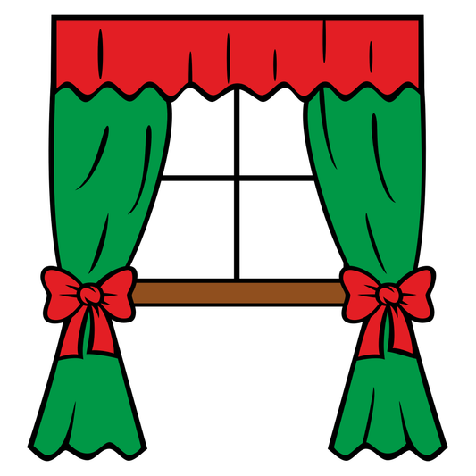 Charming vector curtain design with festive window decor