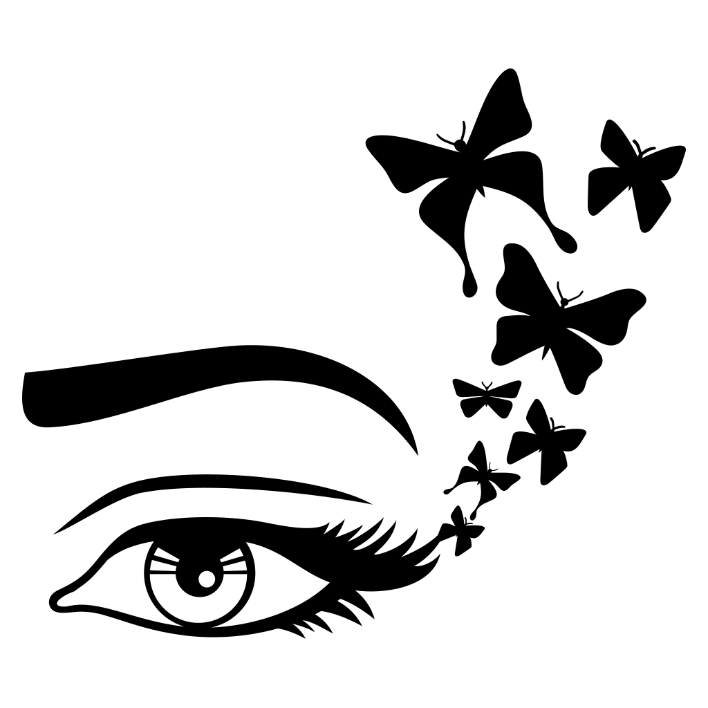 Woman's eye adorned with butterflies for creative projects