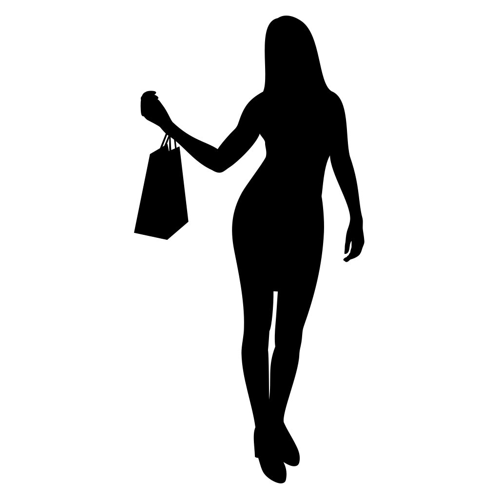 Woman's silhouette striking a stylish shopping pose