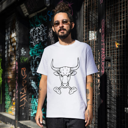 Bold black and white angry bull design for cutting