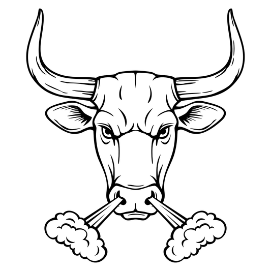 Bold black and white angry bull design for cutting