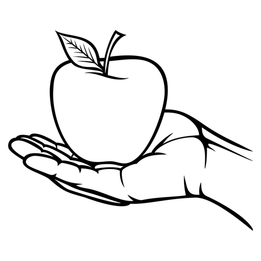 Fresh apple held in hand with elegance and simplicity