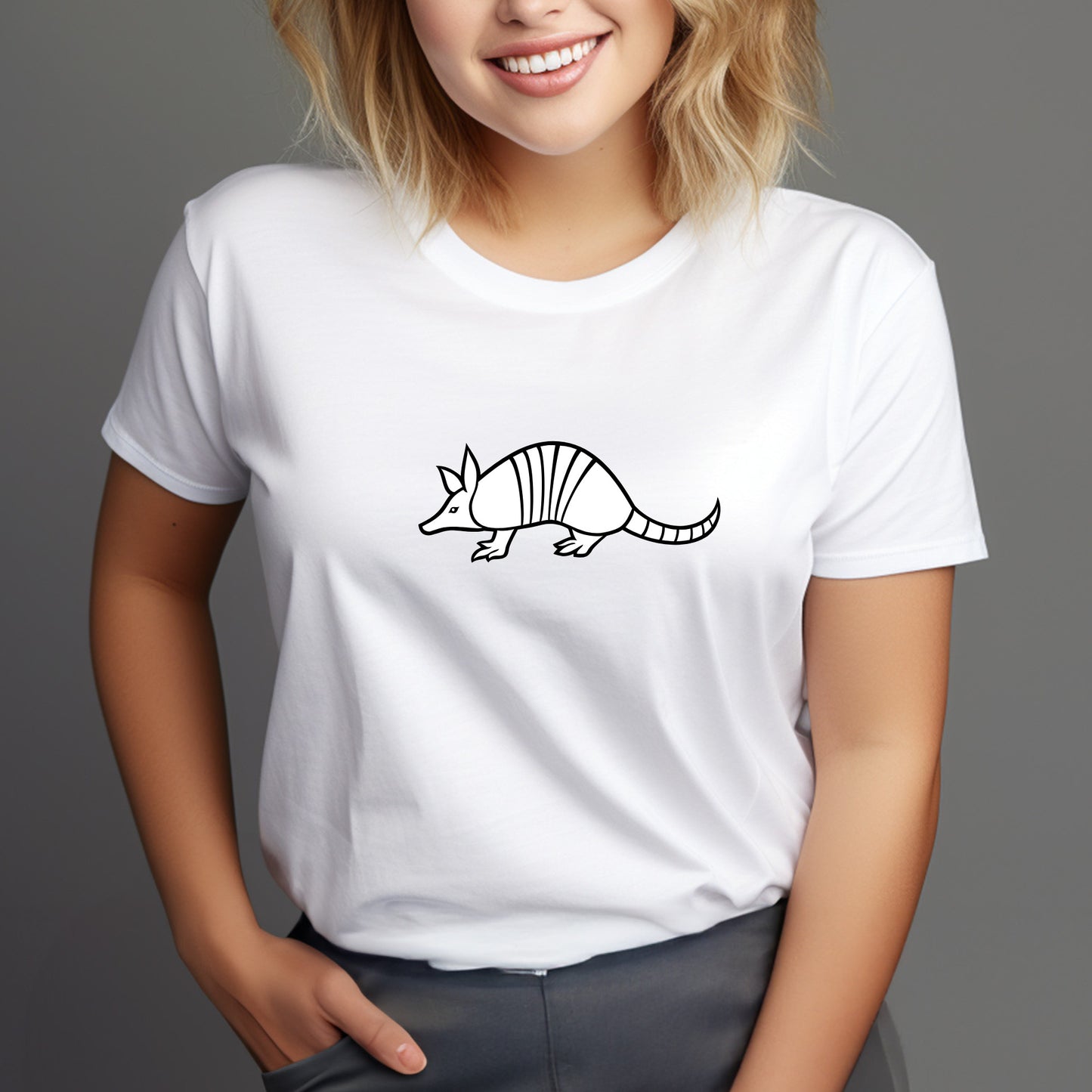 Stylized black and white armadillo design for creative projects