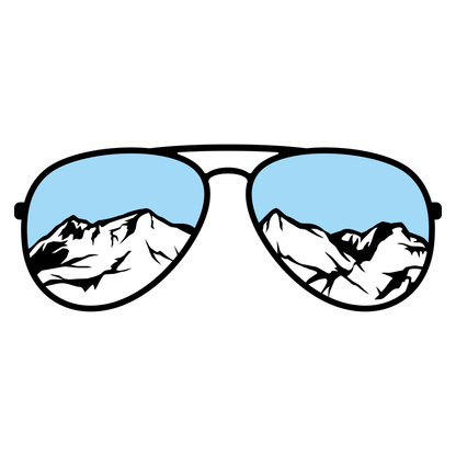 Stylish aviator sunglasses design with mountain reflections