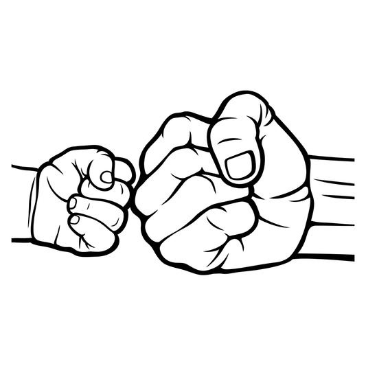 Creative black and white baby fist and adult fist illustration