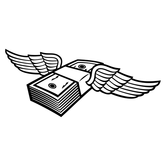 Creative vector design of flying banknote with wings