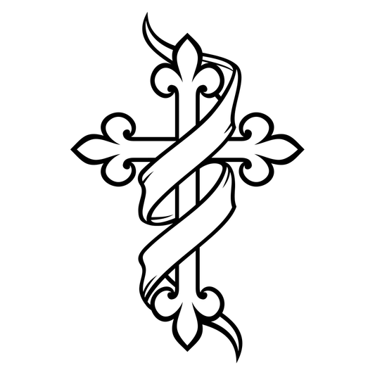 Unique banner and cross tattoo design for cutting machines