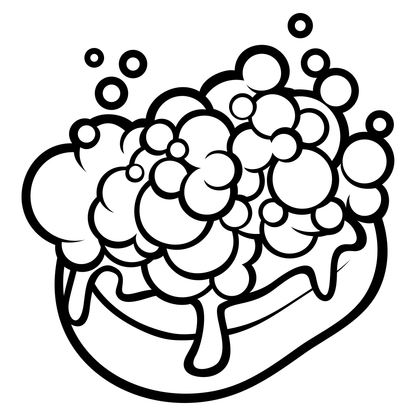 Unique soap bar design featuring vibrant foam bubbles