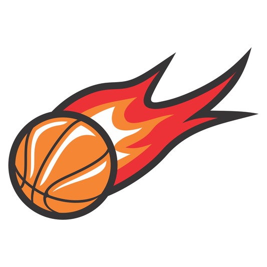 Basketball ball engulfed in vibrant flames for creative designs