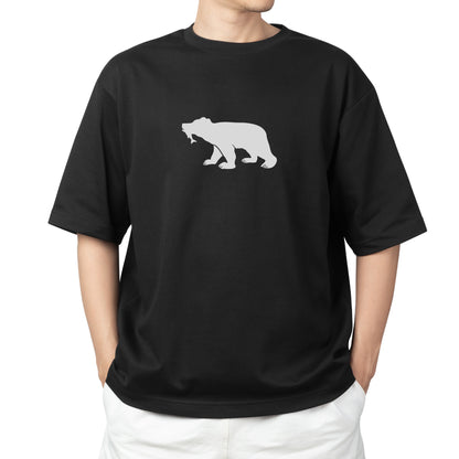 Bear holding fish silhouette for crafting projects