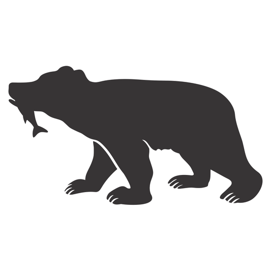 Bear holding fish silhouette for crafting projects