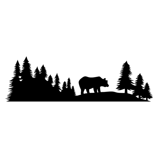 Layered forest and bear silhouette for creative cutting projects