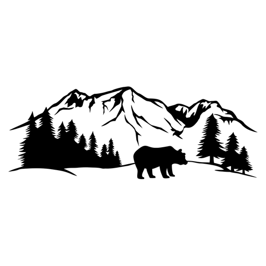 Majestic bear exploring layered mountains in the wild