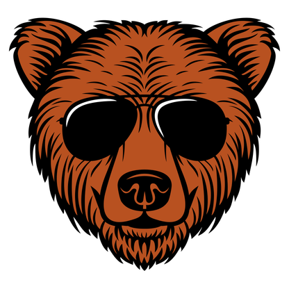 Charming bear wearing sunglasses perfect for crafting or decals