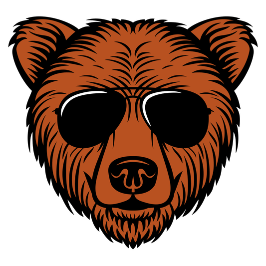 Charming bear wearing sunglasses perfect for crafting or decals