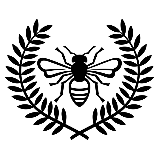 Elegant bee and laurel wreath design for cutting machines
