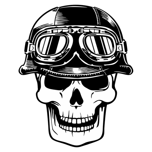 Stylish biker skull design with vintage goggles for cutting