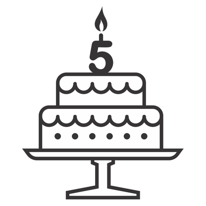 Celebrate 5 years with a fun cake-cutting design!