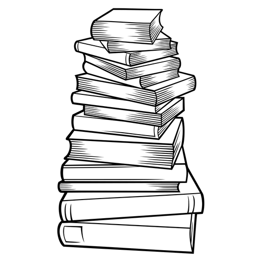 Creative stacking of black and white books for DIY projects