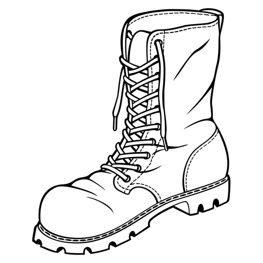 Create a bold black-and-white boot illustration
